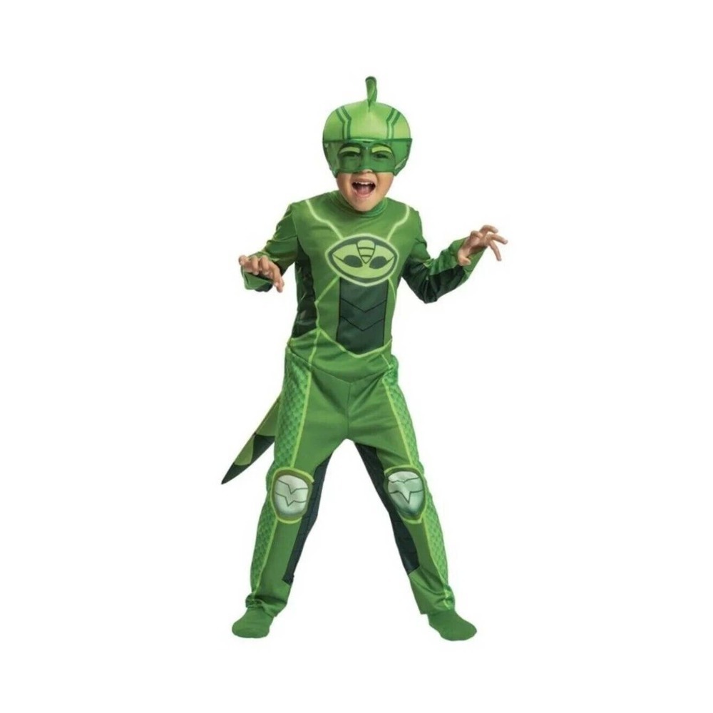 Disguise PJ Masks Gekko Toddler Costume Size 4-6 Halloween Glow In The Dark New
